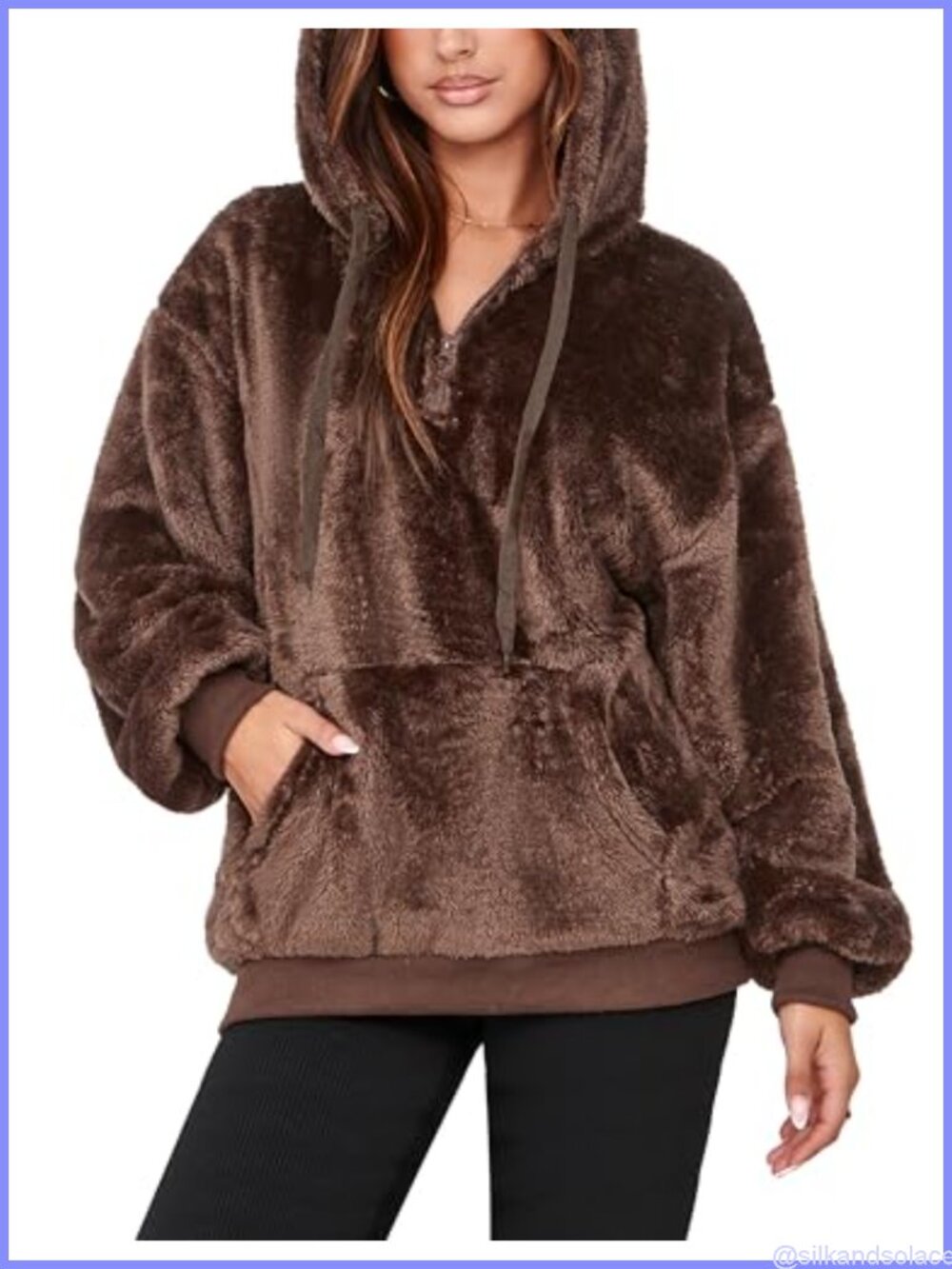 Sherpa Fleece Oversized Pullover Hoodie Fuzzy 1/4 Zip Women Sweatshirt